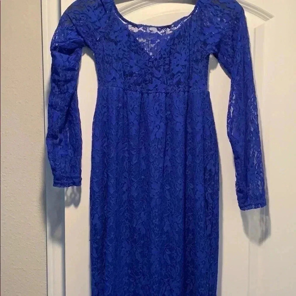Royal Blue Lace Maxi Dress - Picture 1 of 5